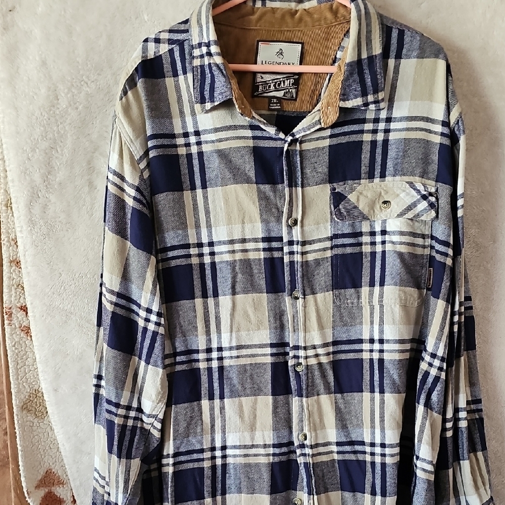 Legendary Whitetails Blue and Tan Plaid Shirt Jacket